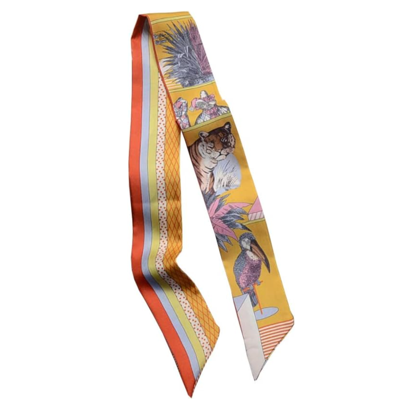 JERLA Mulberry Silk Scarf Amazon Tiger Print 