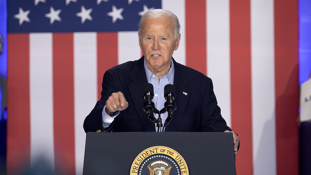 President Joe Biden speaks to supporters during a campaign rally at Sherman Middle School on July 05, 2024 in Madison, Wisconsin. Following the rally Biden was expected to sit down for a network interview which is expected to air during prime time as the campaign scrambles to do damage control after Biden's poor performance at last week's debate.