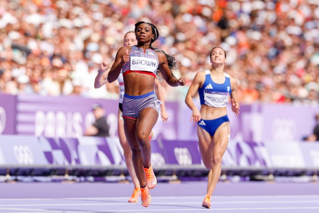Brittany Brown of USA during the Athletics Women's 200m Round 1 on Day 9 of the Olympic Games Paris 2024 at Stade de France on August 4, 2024 in Saint-Denis, France.
