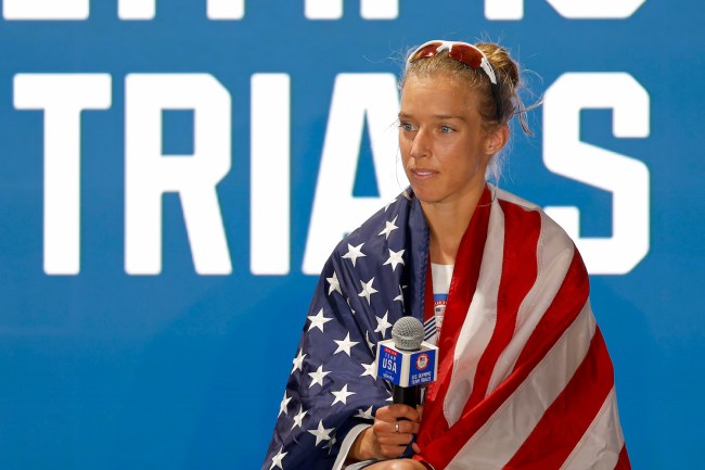 Emily Sisson attends a press conference after placing second during the 2024 U.S. Olympic Team Trials - Marathon on February 03, 2024 in Orlando, Florida.