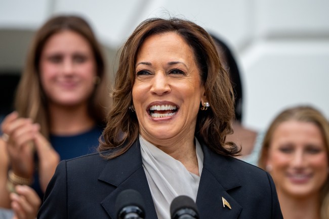 Kamala Harris speaks during NCAA championship teams celebration