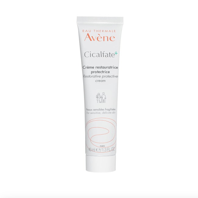 Avene Cicalfate+ Restorative Protective Cream in a white bottle.