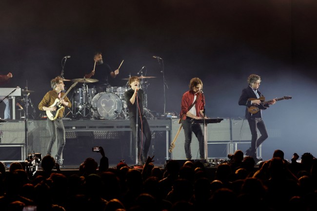 (L-R) Laurent Brancowitz, Thomas Hedlund, Thomas Mars, Deck D'arcy, and Christian Mazzalai of Phoenix perform onstage at the 2023 iHeartRadio ALTer EGO Presented by Capital One at The Kia Forum on January 14, 2023 in Inglewood, California.