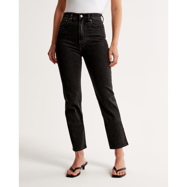 Abercrombie & Fitch Ultra High Rise Ankle Straight Jean in black wash