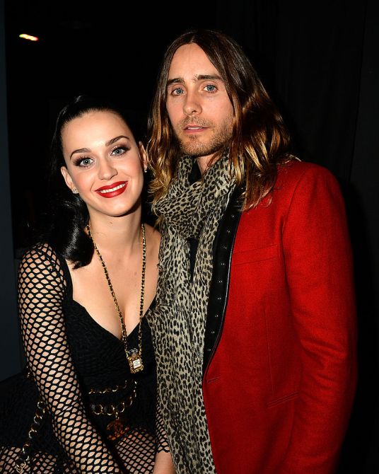 Katy Perry and Jared Leto pose backstage during the MTV EMA's 2013 at the Ziggo Dome on November 10, 2013 in Amsterdam, Netherlands.