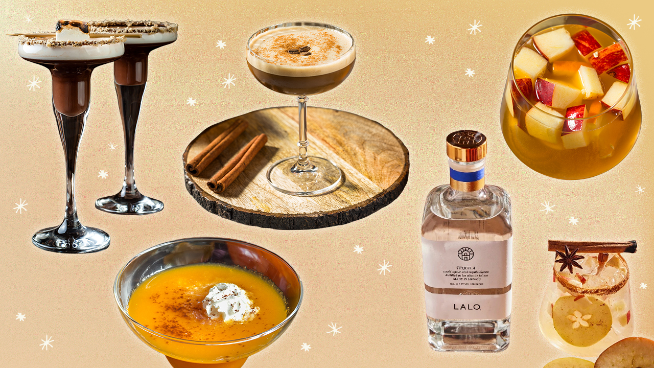 A collage of fall-inspired cocktails