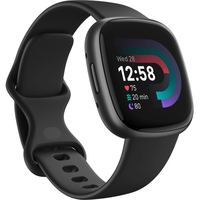 Fitbit Versa 4 Fitness Smartwatch in Black/Graphite Aluminum