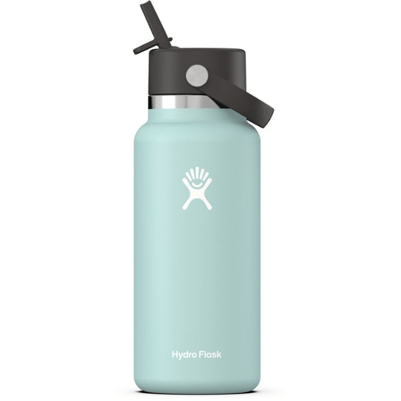 Hydro Flask Wide Mouth Vacuum Water Bottle with Flex Straw Cap in light blue