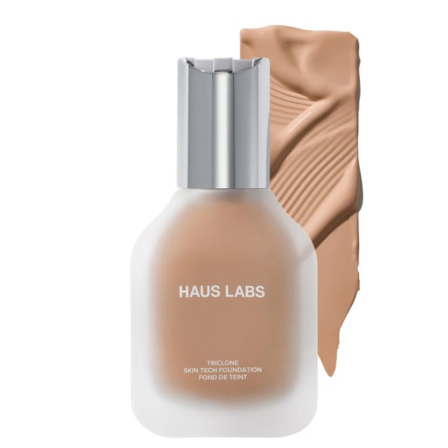 Haus Labs Triclone Skin Tech Foundation in a clear bottle.