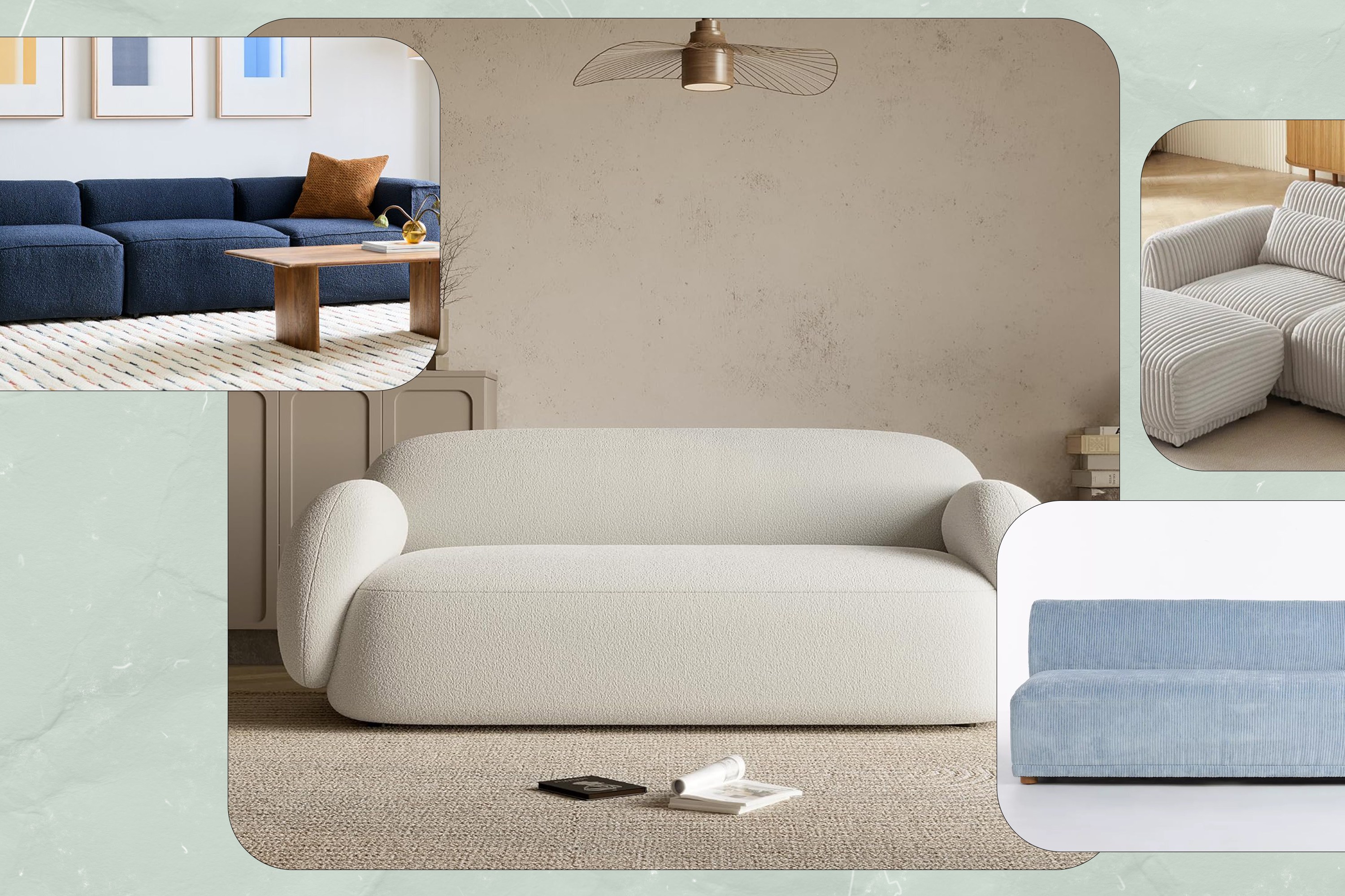 A collage of couches