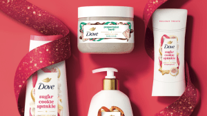 Multiple bodycare products from the Dove Holiday Treats Collection 2025