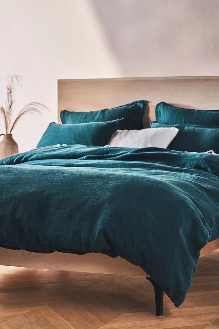 A turquoise duvet cover