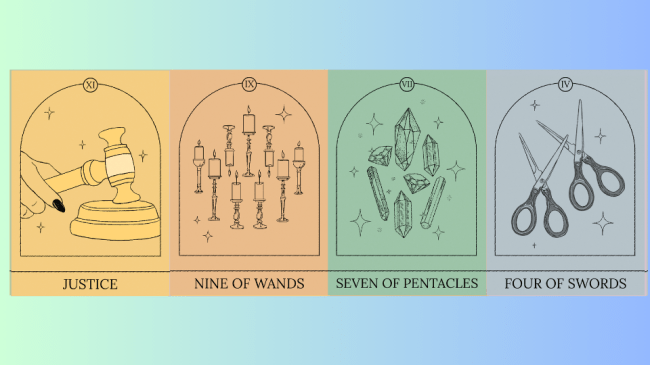 A series of Tarot cards