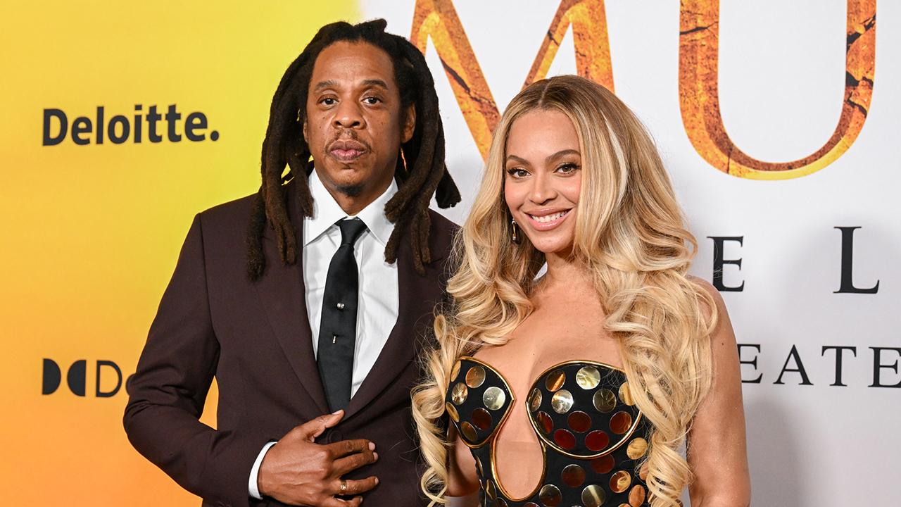 Jay-Z, Beyoncé at the "Mufasa: The Lion King" premiere at Dolby Theatre on December 09, 2024 in Los Angeles, California.