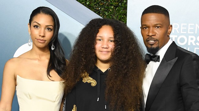 LOS ANGELES, CALIFORNIA - JANUARY 19: Corinne Foxx, Annalise Bishop and Jamie Foxx arrives at the 26th Annual Screen Actors Guild Awards at The Shrine Auditorium on January 19, 2020 in Los Angeles, California.