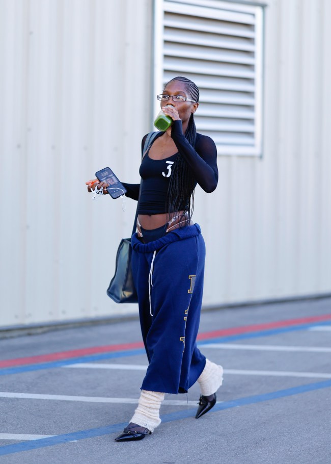 Doechii is seen arriving at a dance studio on January 21, 2025 in Los Angeles, California.