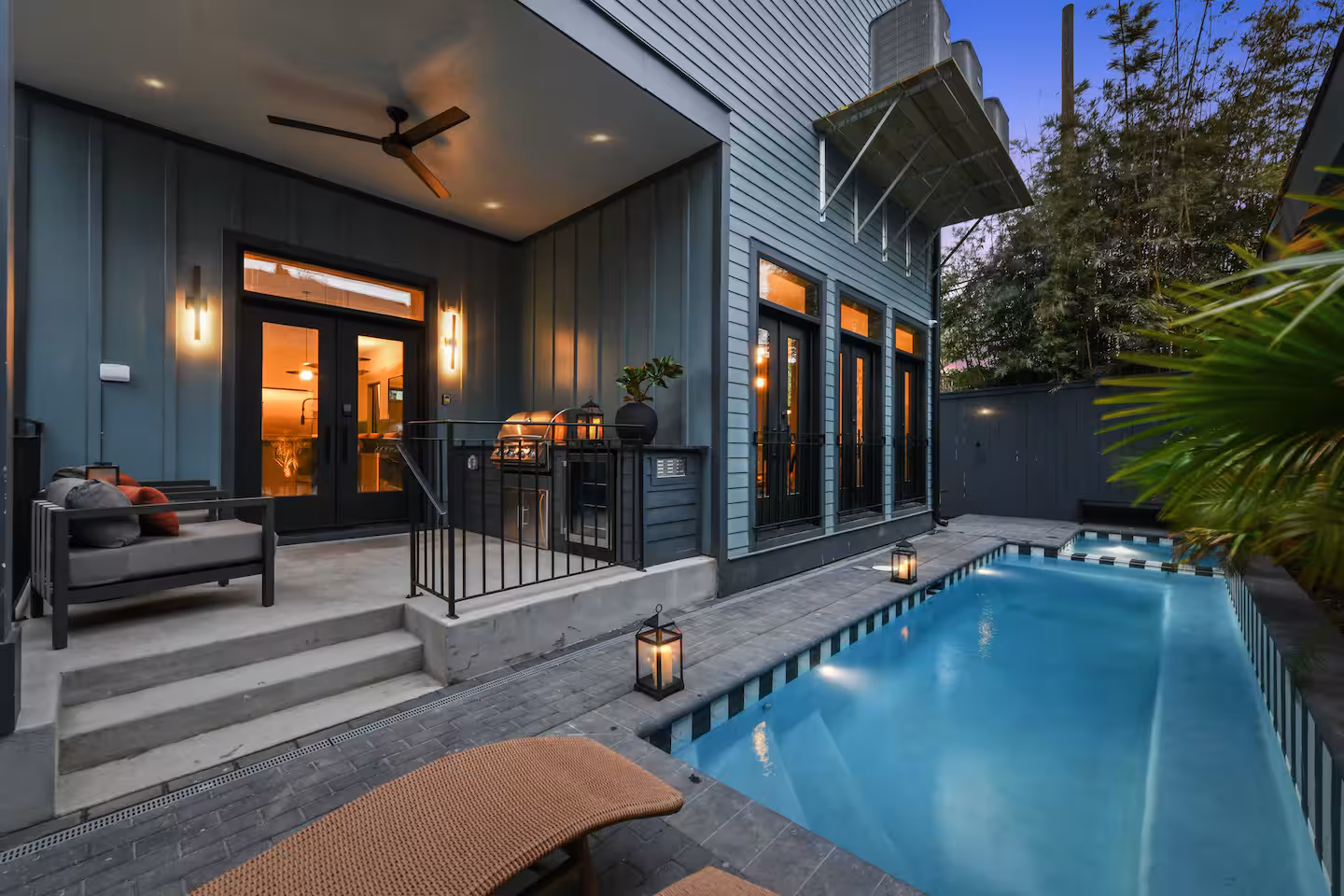 Exterior of home with pool