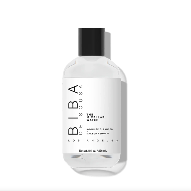 Biba De Sousa The Micellar Water in a clear bottle.