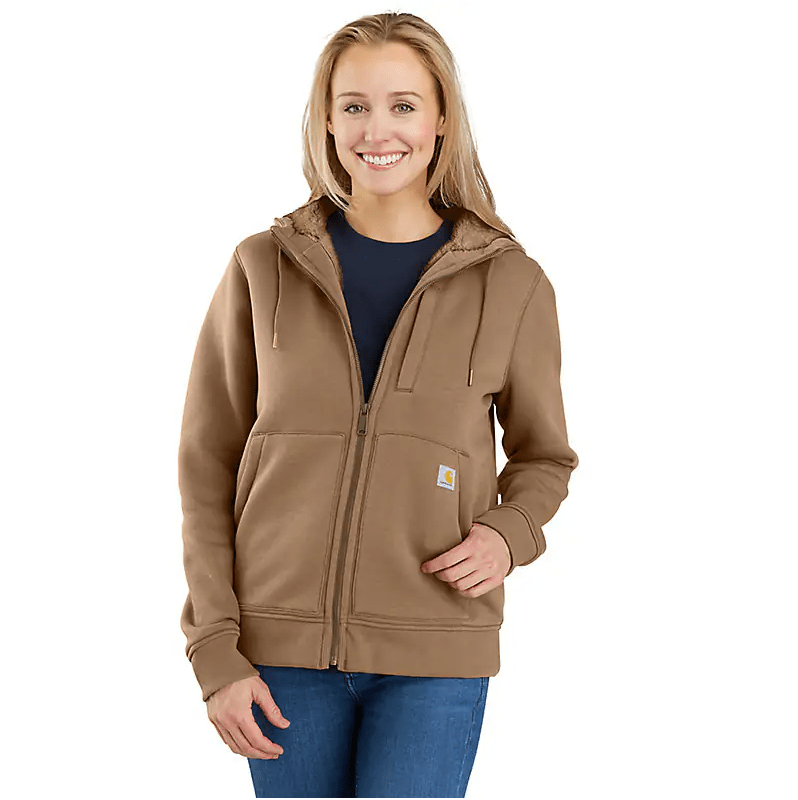 Carhartt Relaxed Fit Midweight Sherpa-Lined Full-Zip Sweatshirt in brown coloroway
