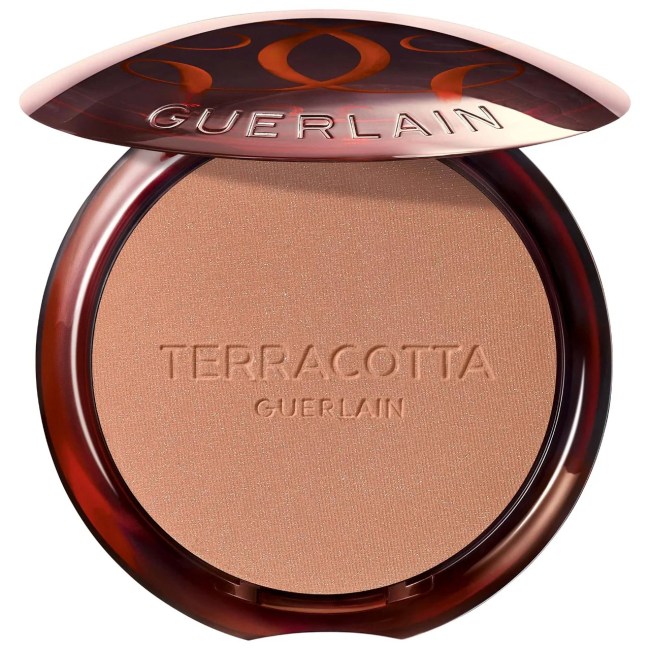 Guerlain Terracotta Sunkissed Natural Bronzer in a brown compact.