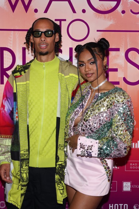 MIAMI, FLORIDA - JANUARY 22: Robbie Chosen Anderson and Sade Vanessa attend "W.A.G.s To Riches" Miami Premiere Party at Dua Miami on January 22, 2025 in Miami, Florida.