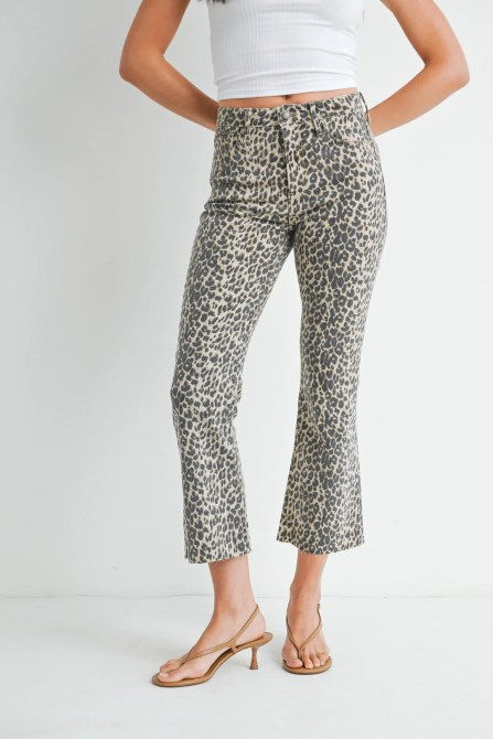 Just Black Denim The Cropped Demi Flare in Leopard