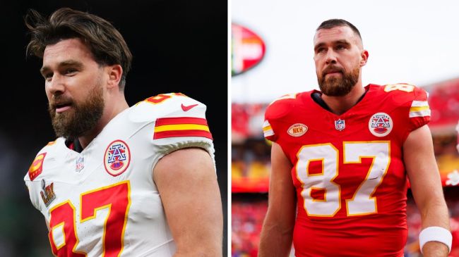 Travis Kelce with short hair and long hair