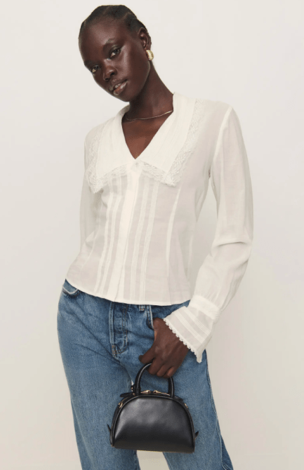 Vivi Lace Trim Organic Cotton Blend Shirt