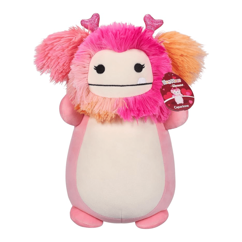 Squishmallows HugMees Original 14-Inch Caparinne Pink Bigfoot with Heart Headband
