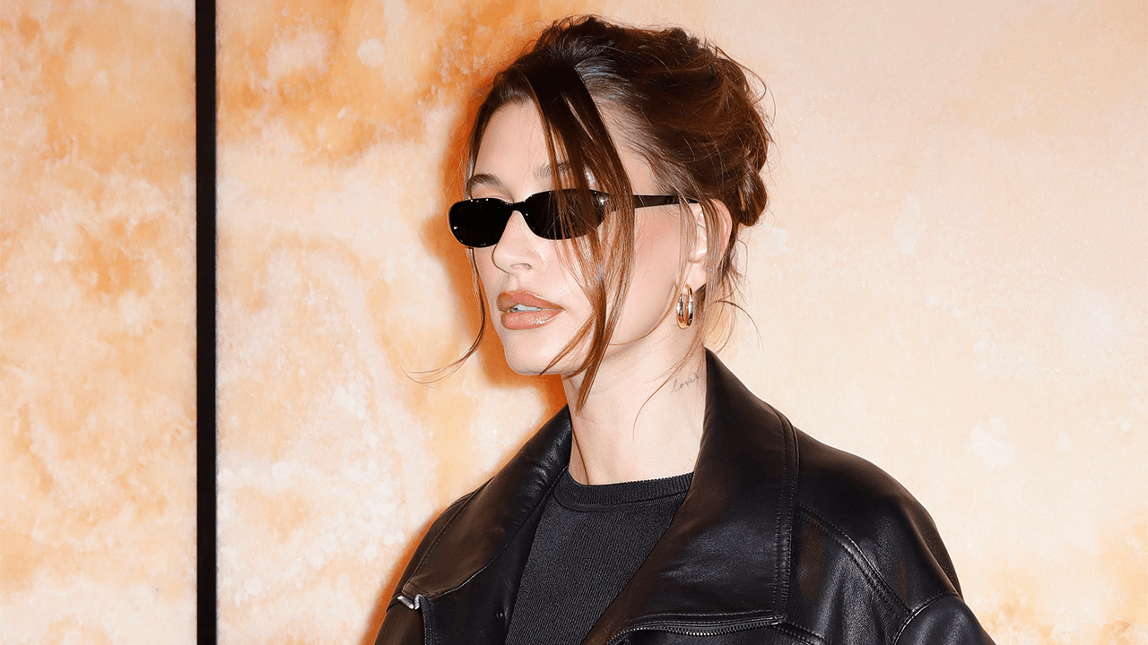 Hailey Bieber at the Saint Laurent Fall RTW 2025 fashion show as part of Paris Fashion Week on March 11, 2025 in Paris, France.