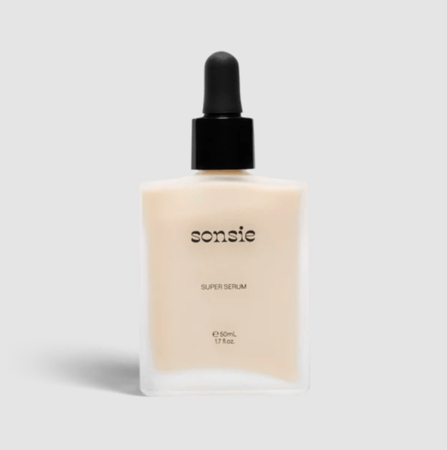 Sonsie Super Serum in a clear bottle.