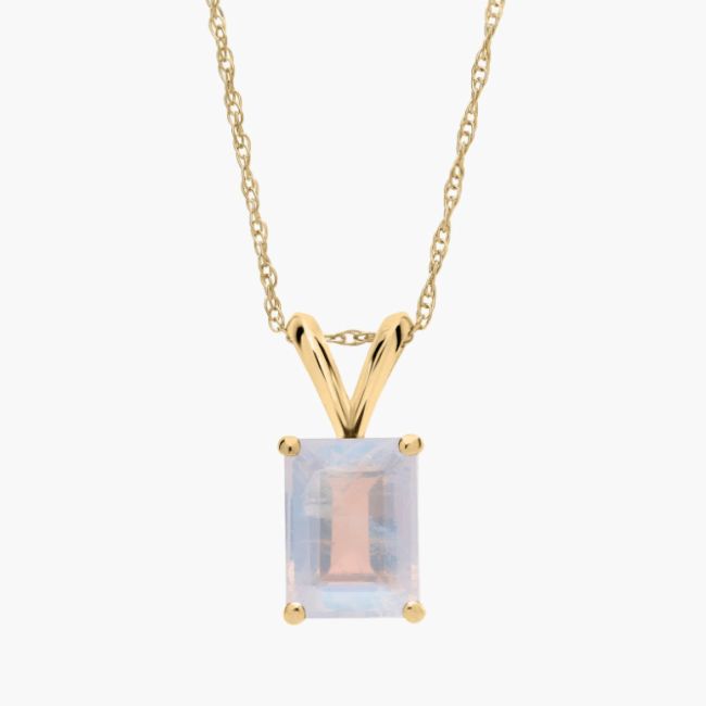 Emerald Cut Birthstone Emerald Pendant Necklace