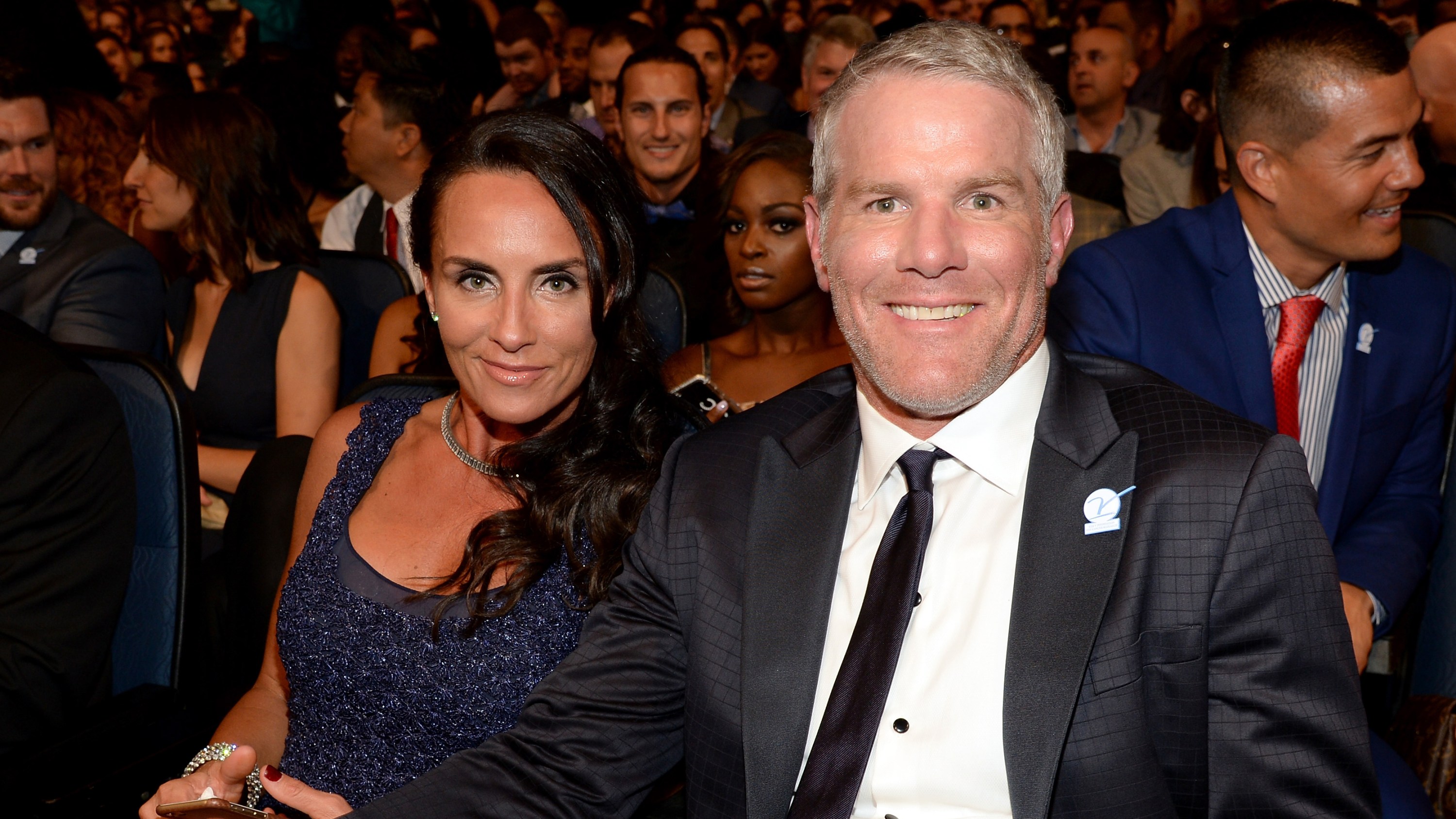 LOS ANGELES, CA - JULY 15: (R-L) Former NFL player Brett Favre with wife DeAnna Favre attend The 2015 ESPYS at Microsoft Theater on July 15, 2015 in Los Angeles, California.