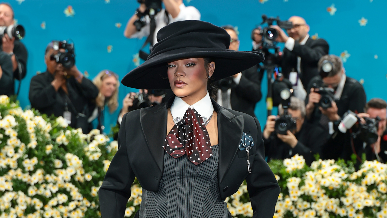 Rihanna attends the 2025 Met Gala Celebrating "Superfine: Tailoring Black Style" at Metropolitan Museum of Art on May 05, 2025 in New York City.
