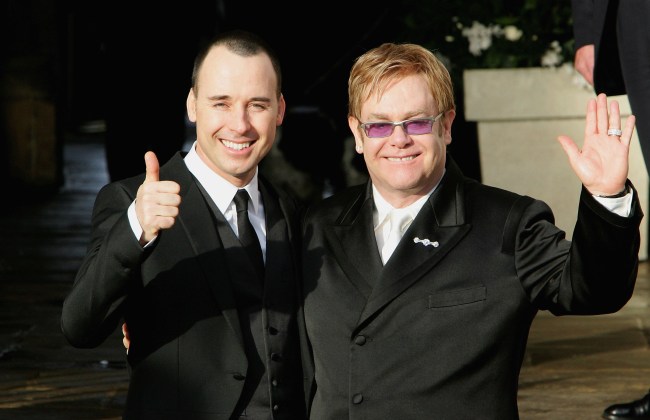 WINDSOR, UNITED KINGDOM - DECEMBER 21:  Celebrity couple Sir Elton John and David Furnish leave as a married couple following their civil partnership ceremony at the Guildhall, Windsor on December 21, 2005 in Windsor, Berkshire. Today is the first day that gay couples can legally marry in England following The Civil Partnership Act being brought into force.