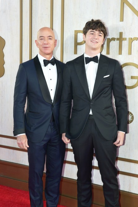 WASHINGTON, DC - NOVEMBER 17: Jeff Bezos and his son, Preston Bezos, attend the 2019 American Portrait Gala at the Smithsonian National Portrait Gallery on November 17, 2019 in Washington, DC.