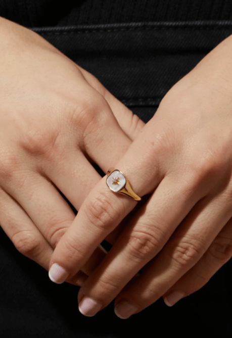 Ana Luisa Gold Signet Ring Amara Mother of Pearl