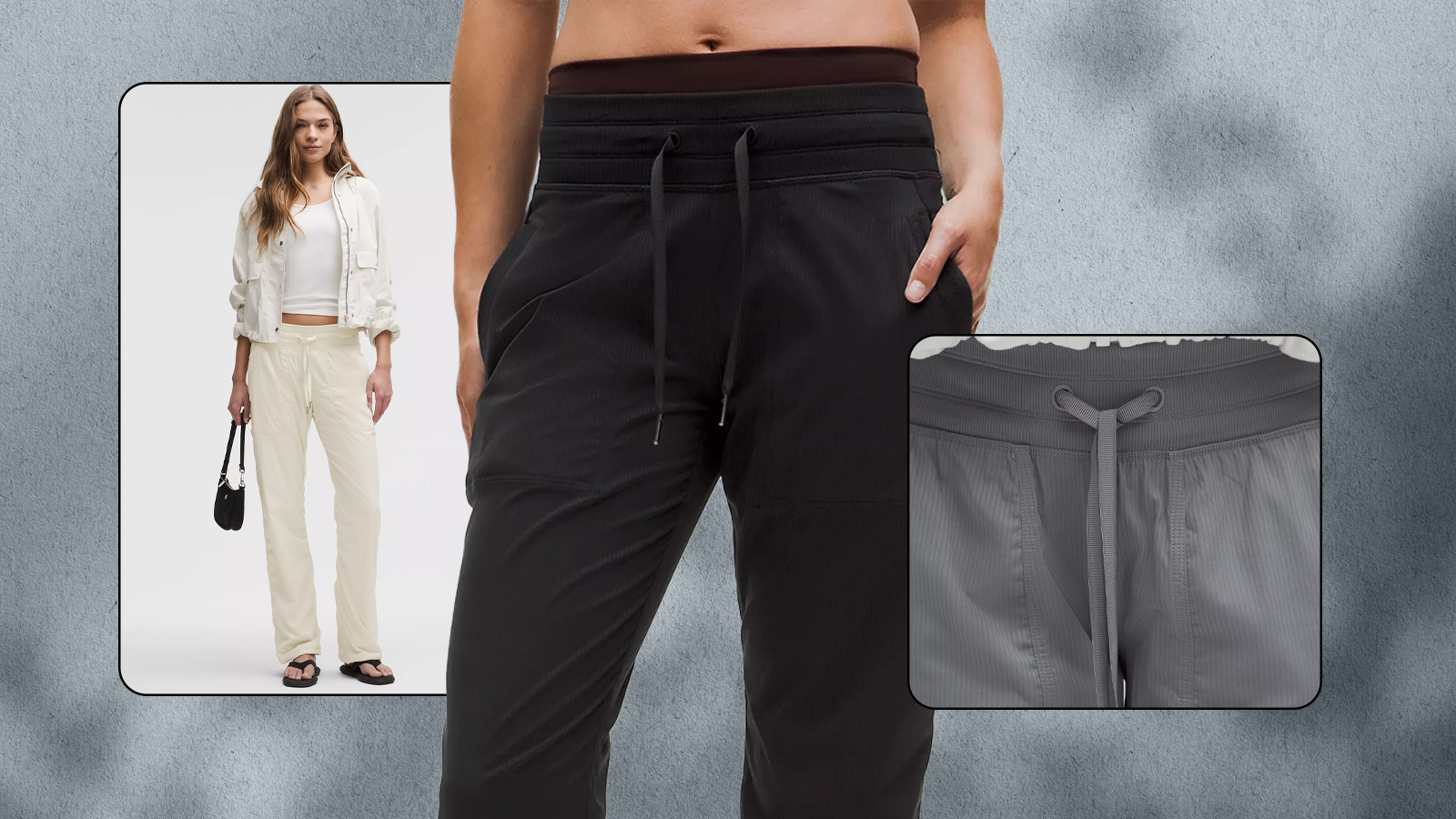 Three images of models wearing alternatives to leggings