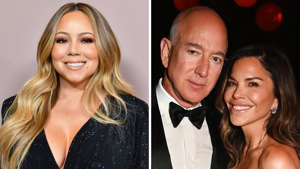Mariah Carey and Jeff Bezos and Lauren Sanchez