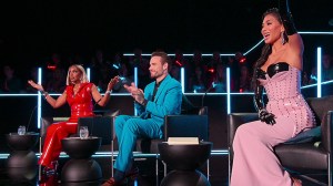 Building the Band. (L to R) Kelly Rowland, Liam Payne, Nicole Scherzinger in episode 110 of Building The Band.