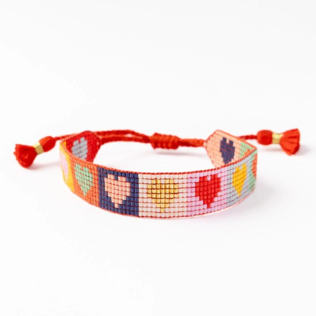 Ink + Alloy Gabby Multi Color Heart Adjustable Beaded Bracelet