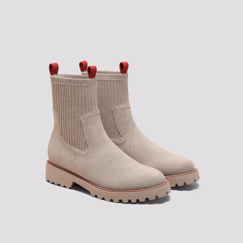 VIVAIA Round-Toe Lug Sole Wool Ankle Boots