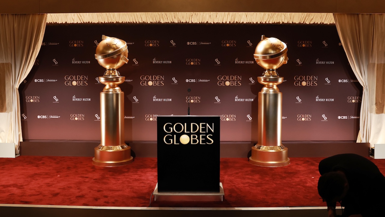 A view of the stage before the nominations announcement and media preview for the 83rd Annual Golden Globes at The Beverly Hilton on December 08, 2025 in Beverly Hills, California.