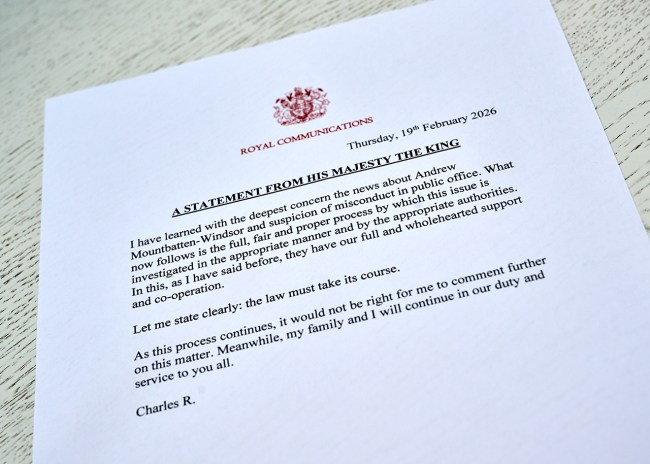 Prince Andrew Statement from King Charles