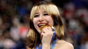 MILAN, ITALY - FEBRUARY 19: Gold medalist Alysa Liu of Team United States poses for a photo during the medal ceremony for the Women's Single Skating on day thirteen of the Milano Cortina 2026 Winter Olympic games at Milano Ice Skating Arena on February 19, 2026 in Milan, Italy.